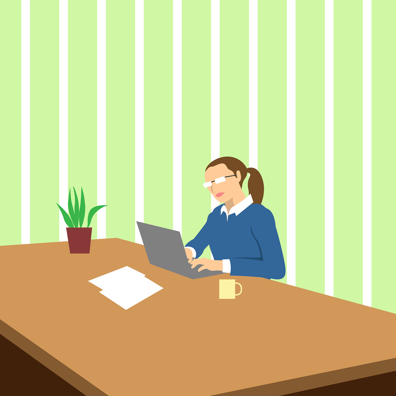 vector of a woman writing a job application