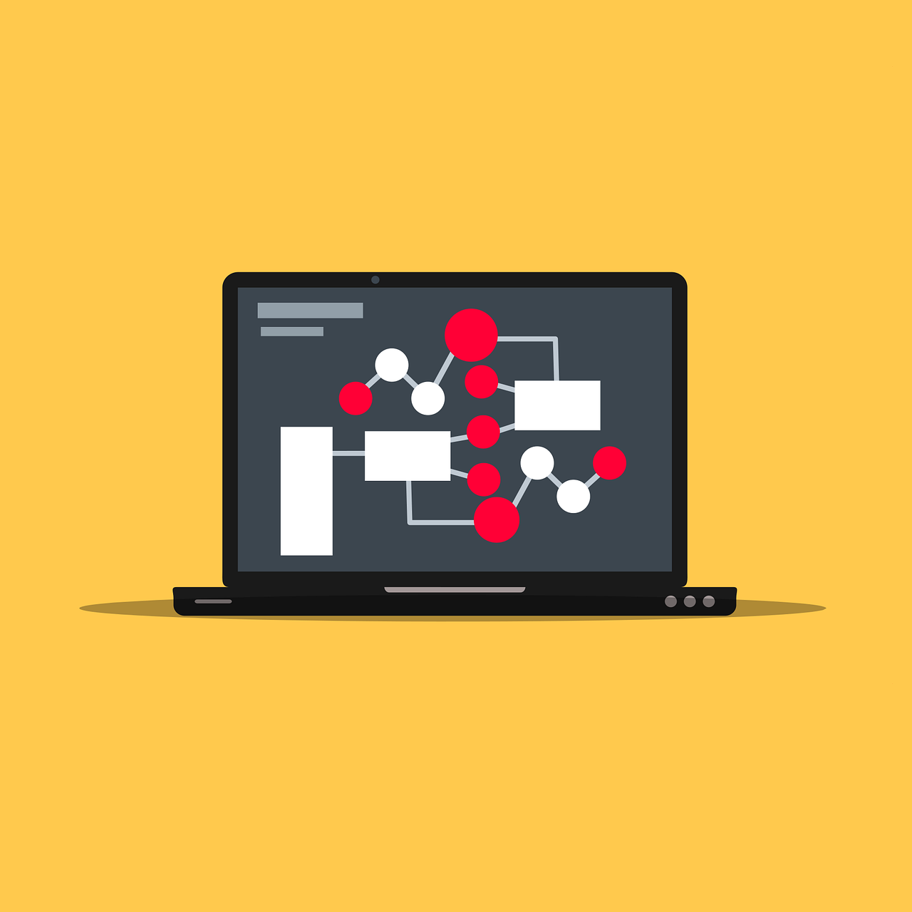 vector image of a laptop with infographic on screen