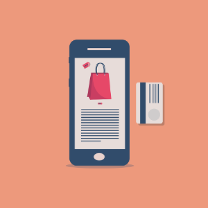 vector image of a phone with a shopping cart