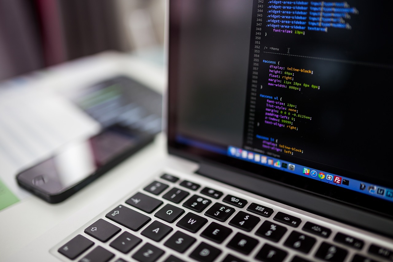 web code on a laptop