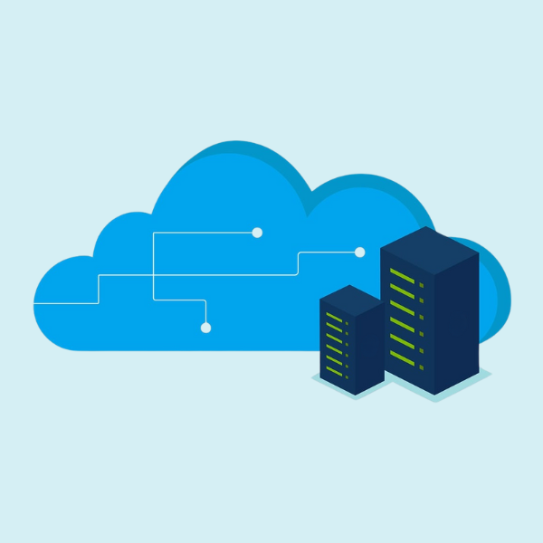 vector image of cloud and web servers for web hosting